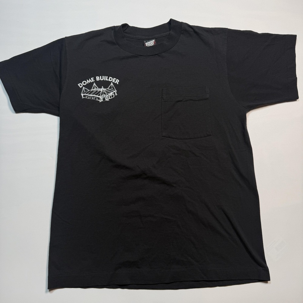 Vintage I Helped Build The Dome Shirt Mens Medium Black Pocket San Antonio Tee - Picture 2 of 6